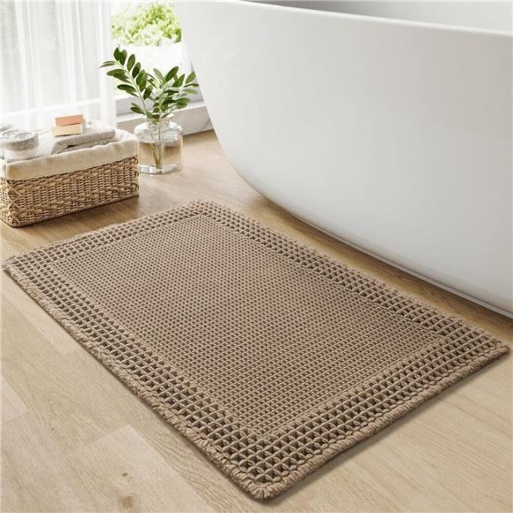 Waffle Bath Mat, Super Absorbent Non Slip, Machine Washable, Ultra Soft